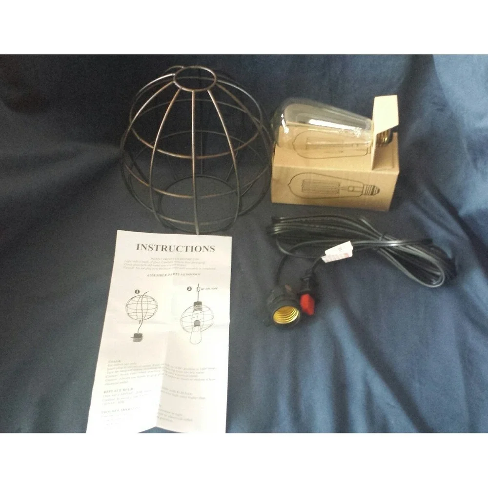 Lone Elm Studios Rustic Metal Cage Globe Pendant - Lot of 2
